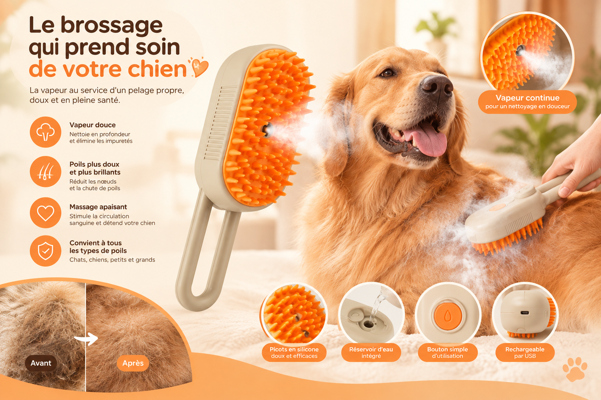 Brosse à Vapeur VapoPet – Toilettage Chat & Chien